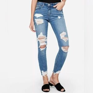Express Distressed Skinny Ankle Jeans